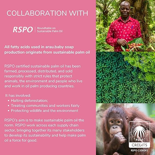 Miniatura 8 de Arau Baby Jabón de espuma sin perfume, biberón y jabón para platos a base de plantas naturales, sin fragancia ni aditivos artificiales, suave para