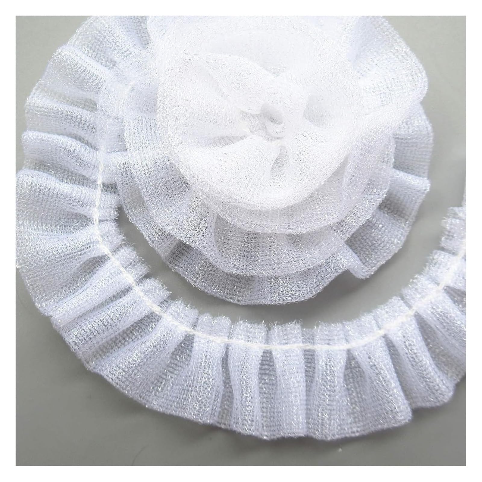 Dentelle pour la couture avec bordure en organza plissée de 5m pour volants de jupe