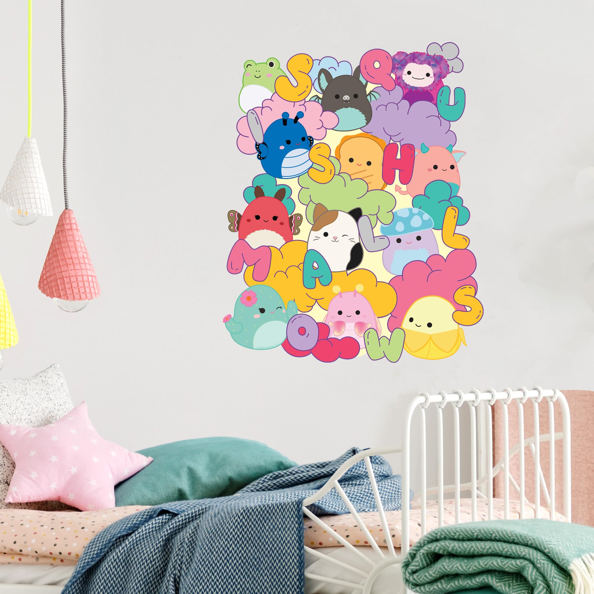 Squishmallows Wall Sticker - Fluffy Cloud Group Decal Wall Art (90cm Height x 75cm Width)