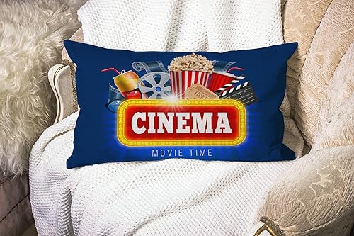 Miniatura 2 de Funda de almohada para cine y películas, tabla de aplaudir y otros objetos en cine, funda de cojín lumbar de algodón y lino para sofá, hogar,