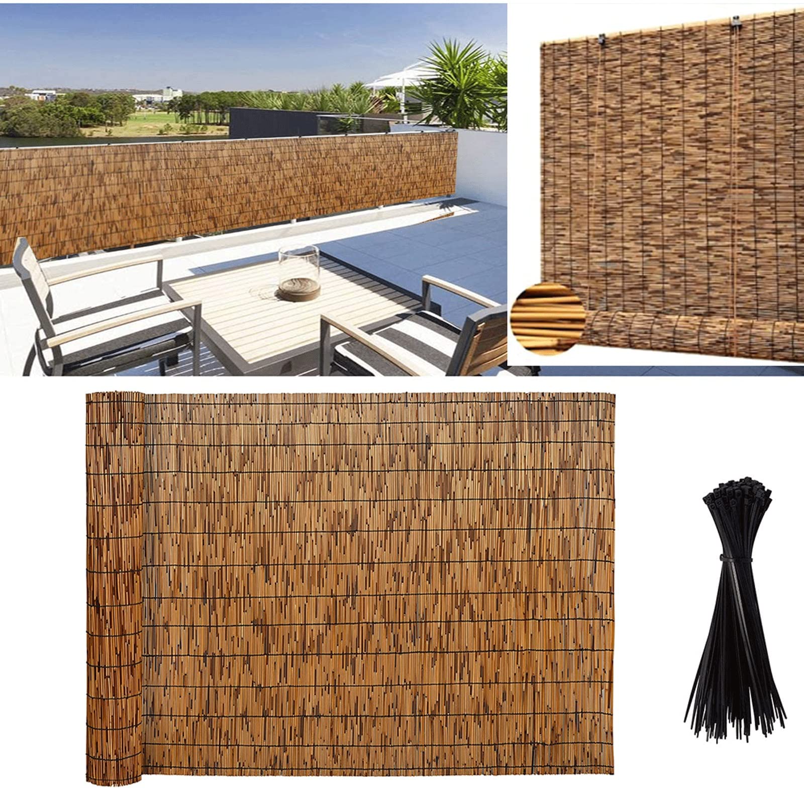 Pantalla de caña, paneles de pantalla de privacidad para patio, decoración del hogar, rollos de valla de bambú,para patio, jardín, balcón, 2,6 pies a 4,6 pies de alto ( Size : 90x500CM(35x197in) )