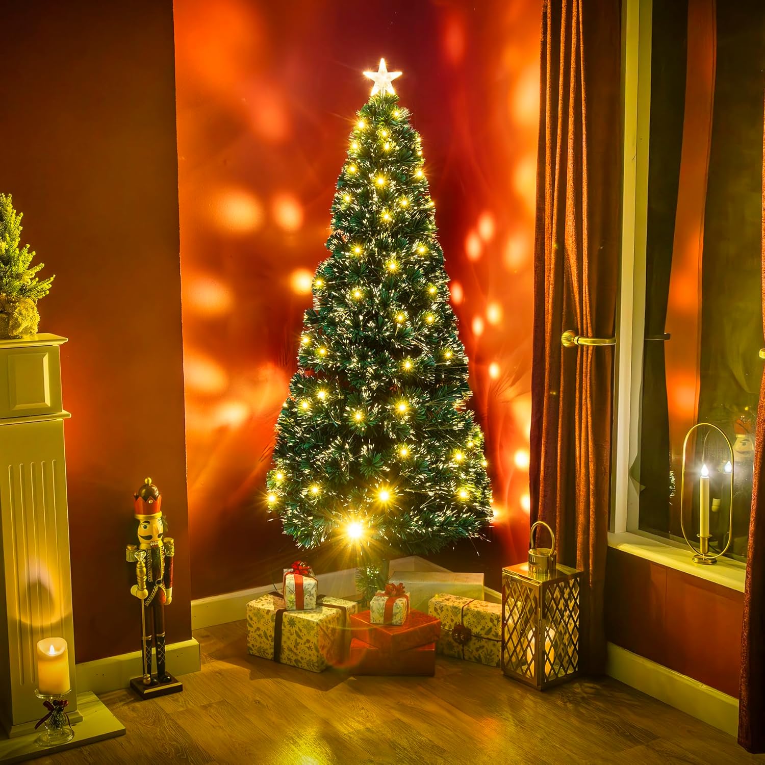 4ft Green Fibre Optic Tree with Warm White LED's and Fibres Amazon.co