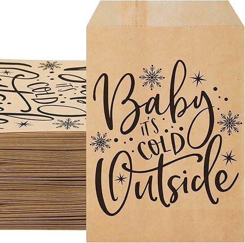 200 bolsas de galletas Baby It's Cold Outside para galletas, bolsas de papel de barra de cacao caliente, bolsas de chocolate para dulces, bolsas de