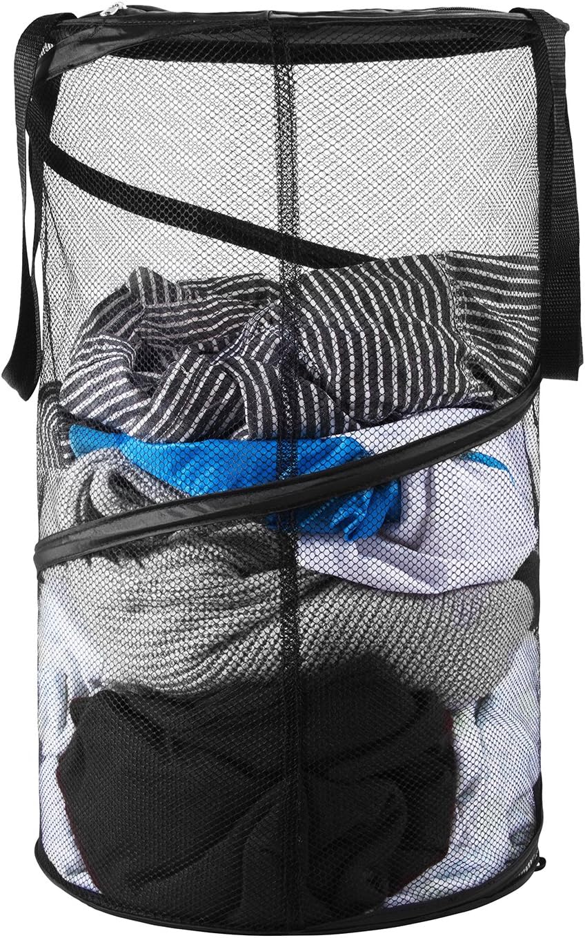 Kyle Bernard Pop-Up Mesh Laundry Hamper, Foldable Collapsible Laundry Basket with Handles and Lid for Dirty Clothes, Baby Accessories Toys, Sporting Goods