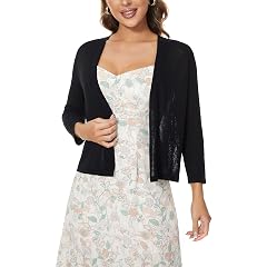Satuun Womens 3 4 Sleeve Bolero Shrugs Lightweight Open Front Cropped Cardigan Sweaters