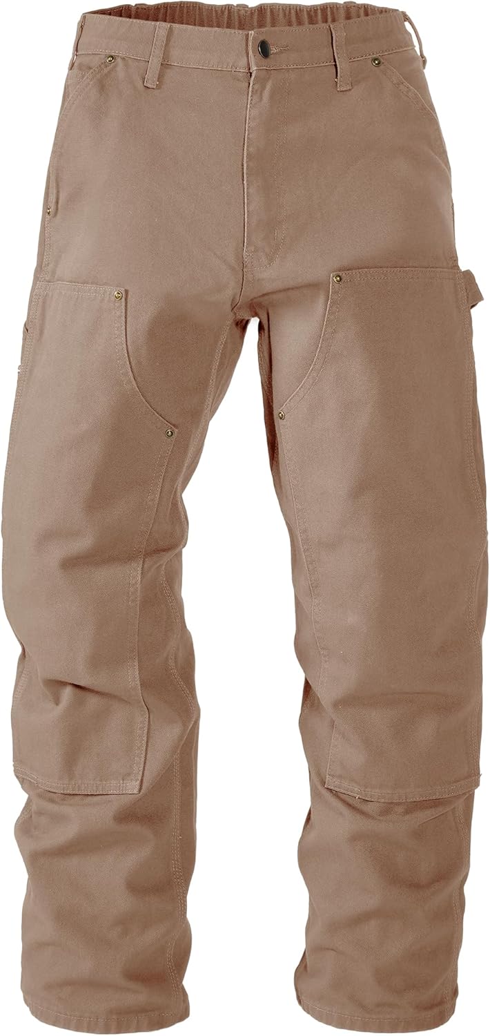 Soojun Men's 13.5 oz Heavyweight Work Pants, Loose Fit Double Knee Carpenter Pants with Flex Waist