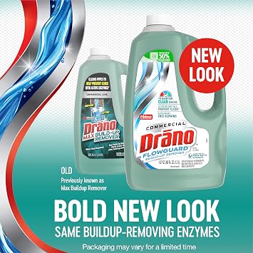 Drano Max FlowGuard Build-Up Remover, Probiotic Enzyme Drain Cleaner, 60 oz | Probiotic enzyme formula helps prevent clogs and remove odors and buildup; safe for pipes, septic systems, sinks and toilets
