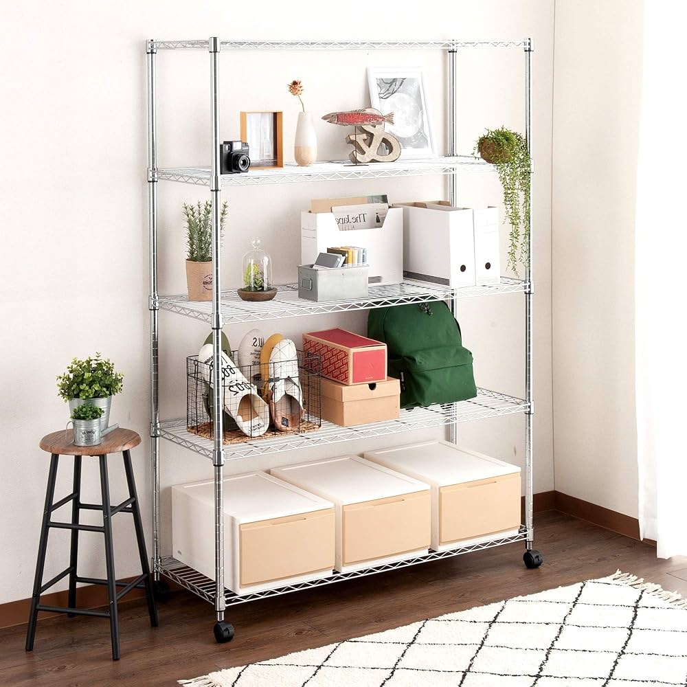 Amazon｜メタルルミナスラック 幅120 5段 スチールラック 収納棚 幅120