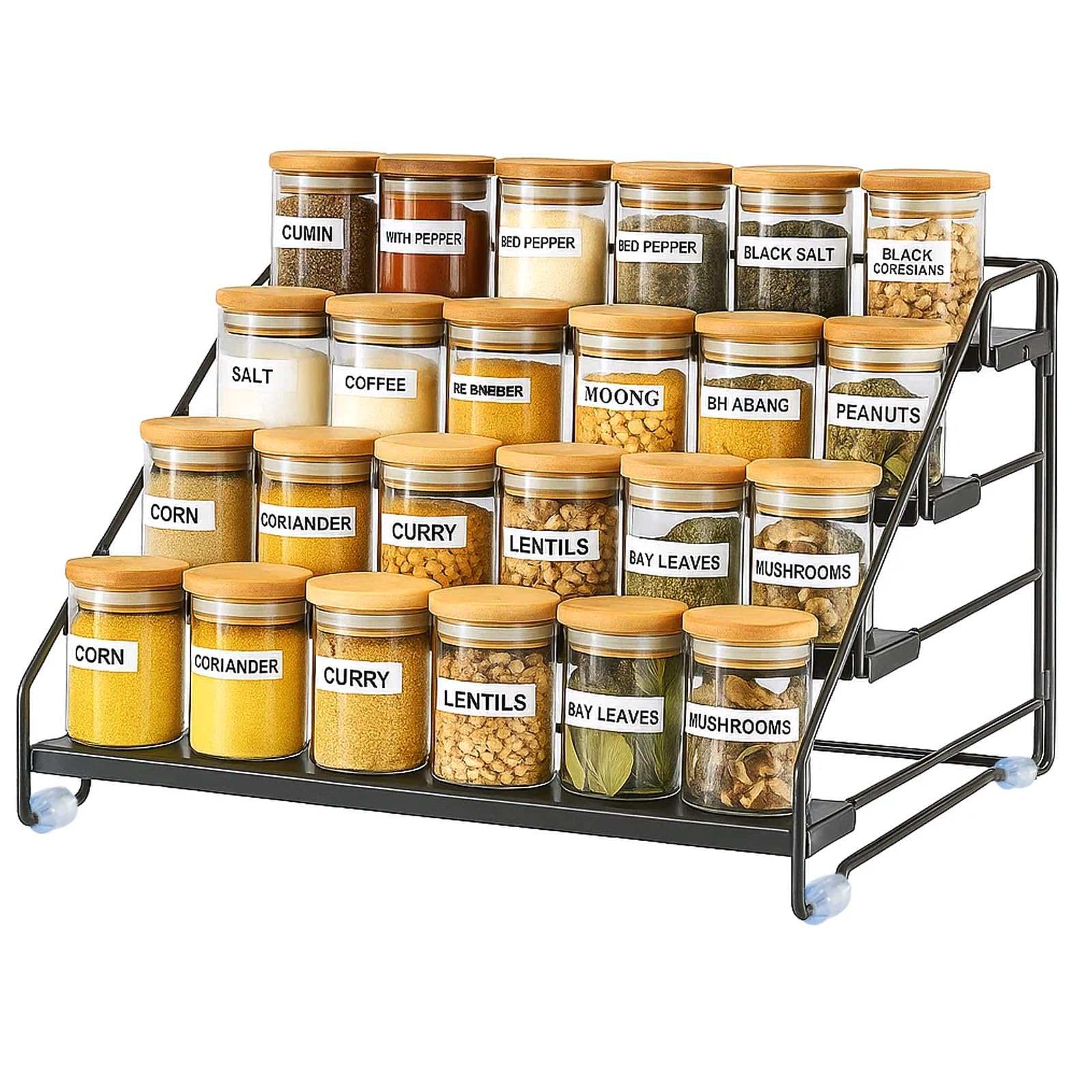 4-Tier Spice Rack Spice Organiser for for Inside Cupboard Cabinet or Pantry
