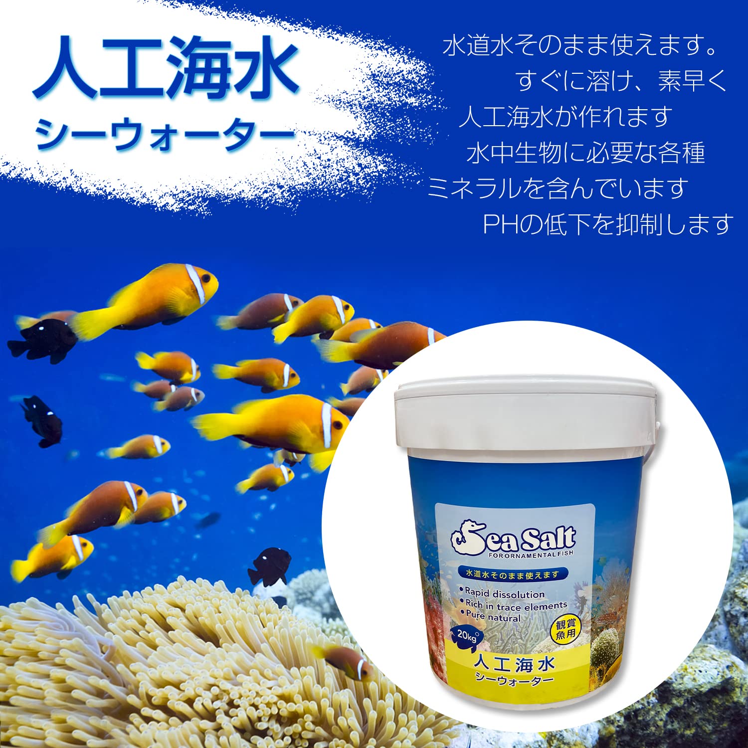 Amazon.co.jp: 塩 シーソルト人工海水シーウォーター 一般海水魚用 