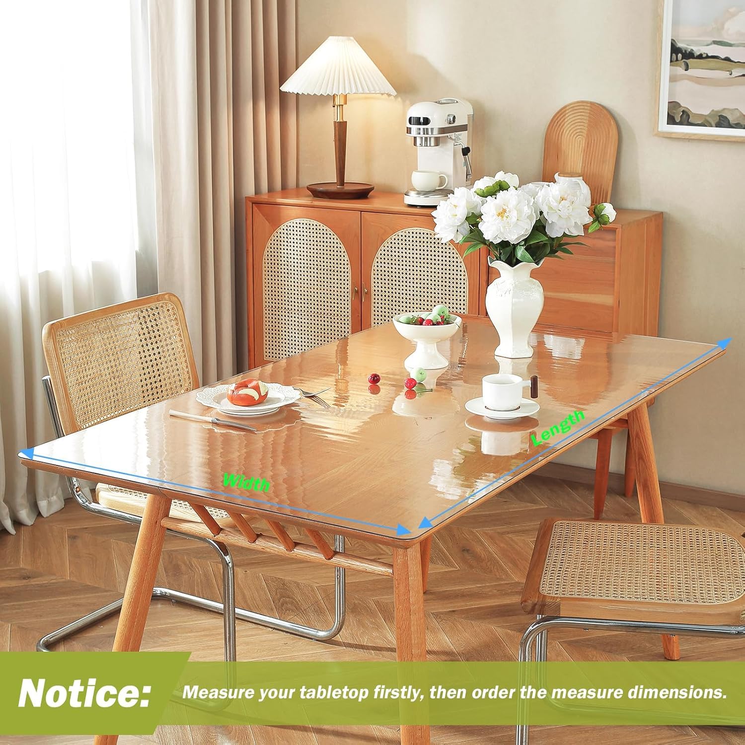 Sleep Nature's Transparent PVC Table Cover – Clear Waterproof Table Protector for 4 & 6 Seater Dining Table, Office Desk, Thick Heavy Duty Tablecloth, Spill-Proof, Easy to Clean 2 MM 36x48 inch