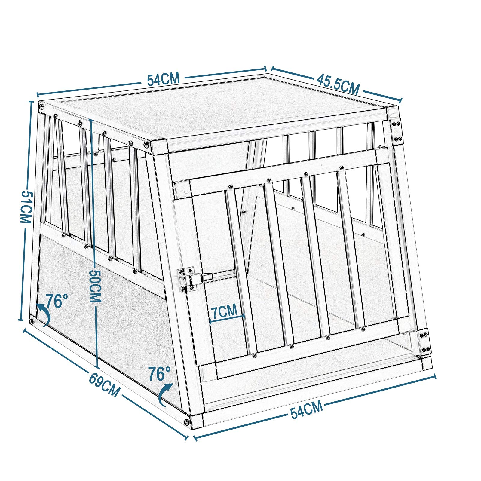 EUGAD Aluminiowa skrzynka transportowa dla psów 54 x 69 x 51 cm z zamknięciem zabezpieczającym