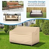 Vista 4 de GOFLAME Funda para sofá de patio de 2 plazas, funda resistente para sofá de exteriores, con rejillas de ventilación, asa y hebilla, resistente al