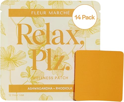 Fleur Marche Relax, Plz Botanical Patch - Parche de bienestar calmante y relajante con ashwagandha, manzanilla y otros poderosos adaptógenos -