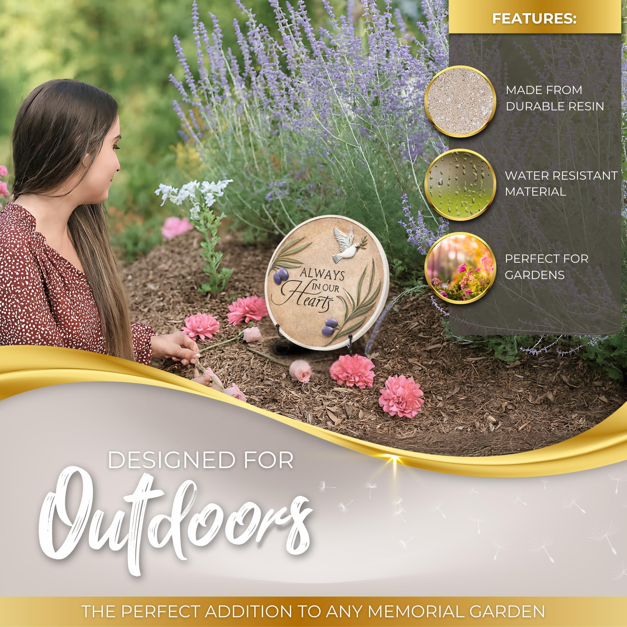 Spiritwind Pietra commemorativa da giardino con supporto, 25,4 cm, pietra commemorativa per i propri cari persi con biglietto di condoglianze, regalo per lutto, condoglianze, decorazioni per interni