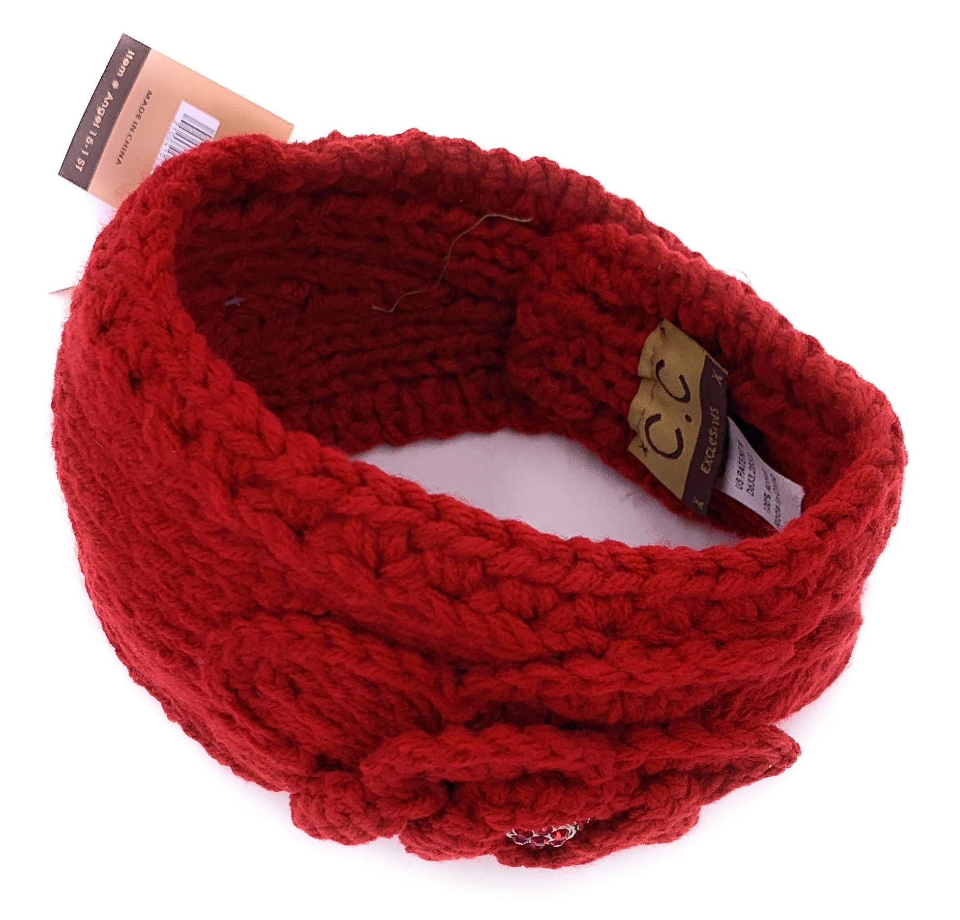 Adjustable Knitted Headband & Neck Warmer (Red 3)