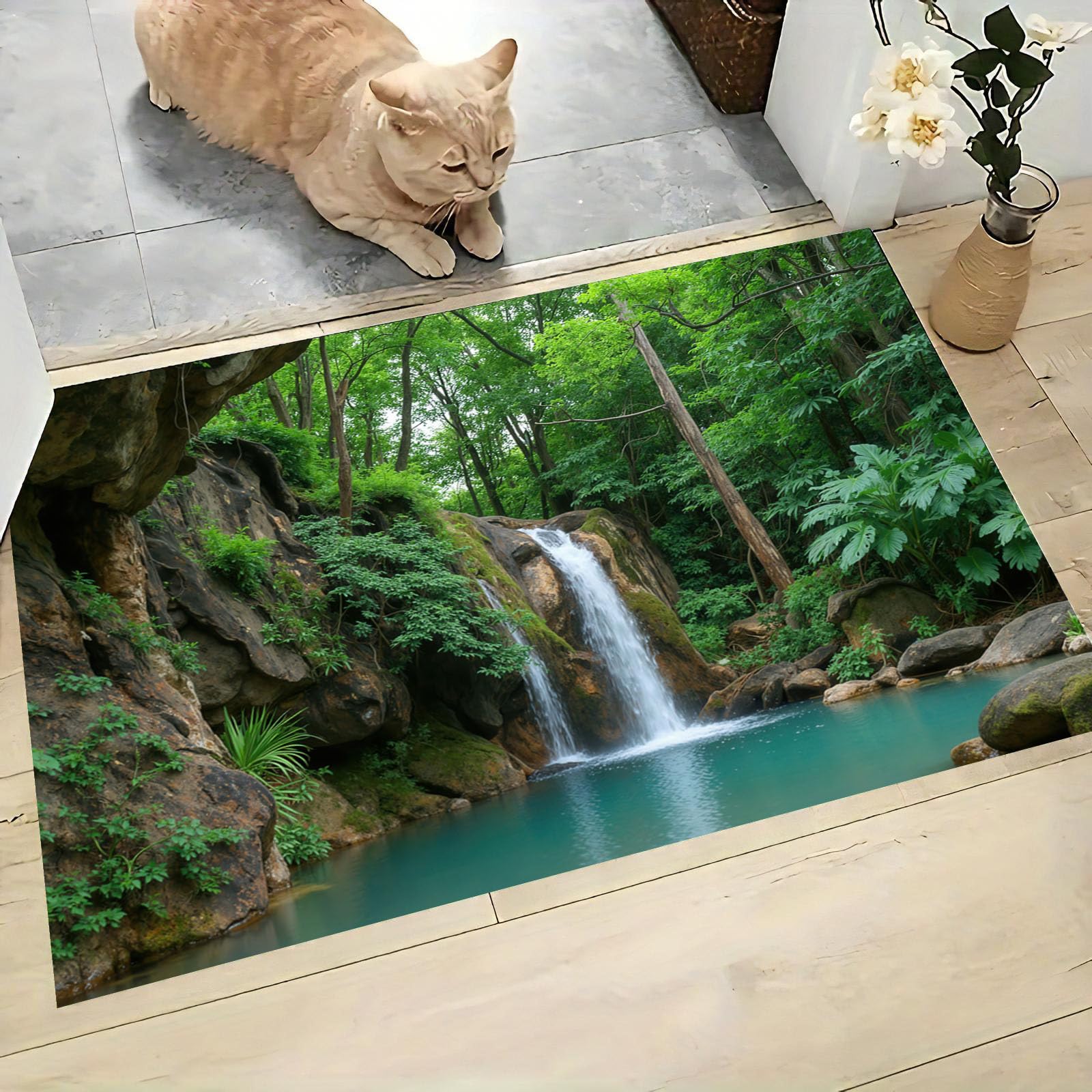 Paillasson d'intérieur forêt tropicale 90x150 cm pour entrée de maison
