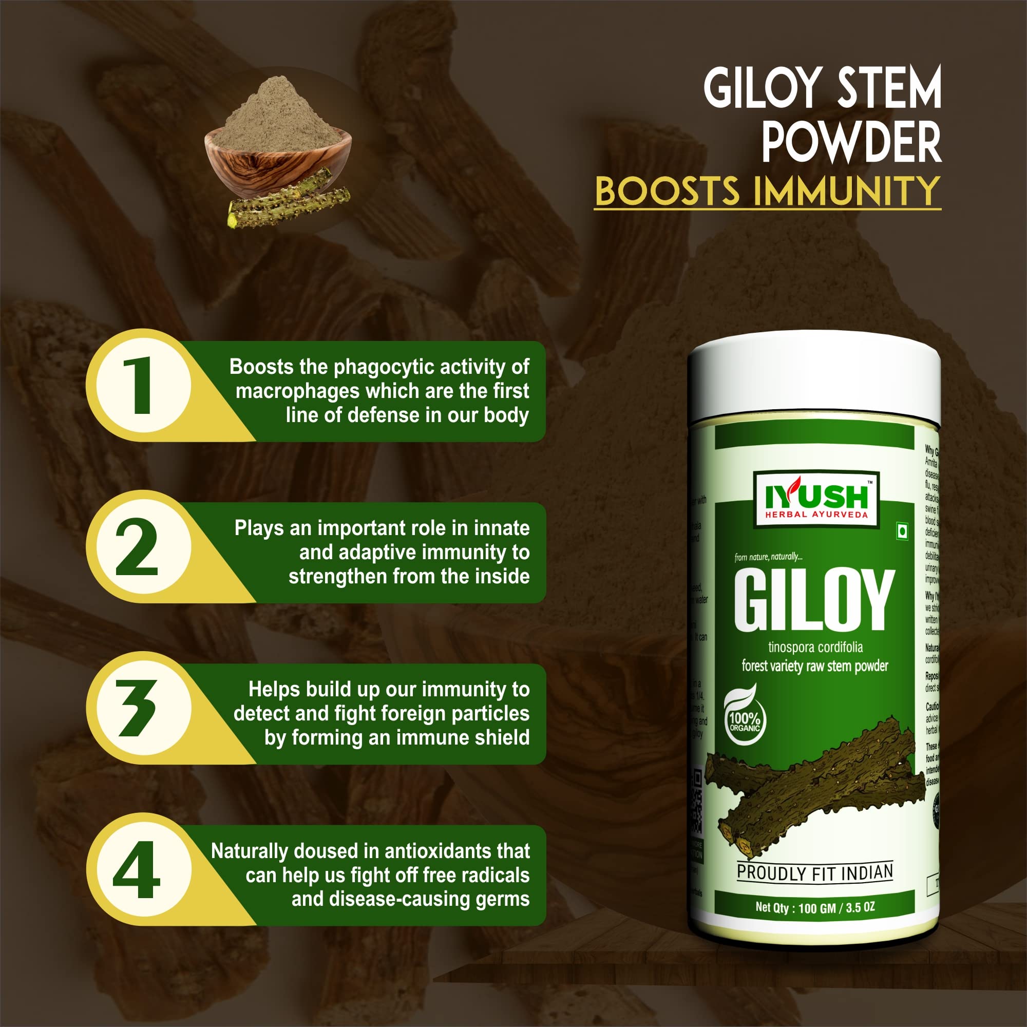 IYUSH Herbal Ayurveda Giloy Powder ,100gm , Pack of 2