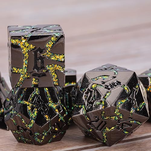 Miniatura 5 de D&D Dungeons and Dragons - Juego de dados de metal DND D20 con caja, dados poliédricos para juegos de rol D12 D10 D% D8 D6 D4 para juegos de mesa