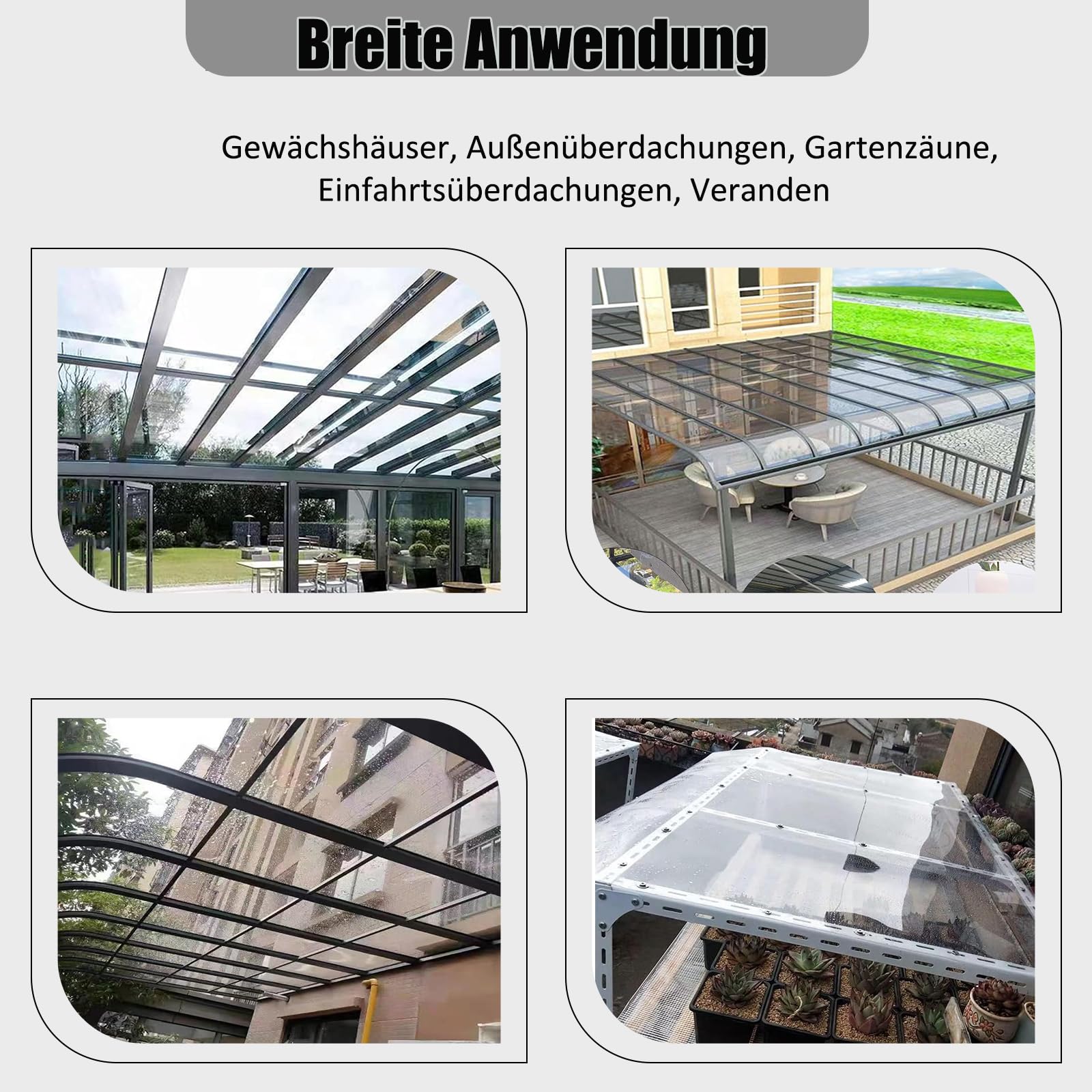 dachplatten Kunststoff,polycarbonat Gewächshausplatten,1.0mm Klare Acrylglas,0.5m*3m,Leicht zu Biegen und zu Schneiden,Schlagfest Regenschutz,für Vordächer,Terrassen,Balkon,Überdachung