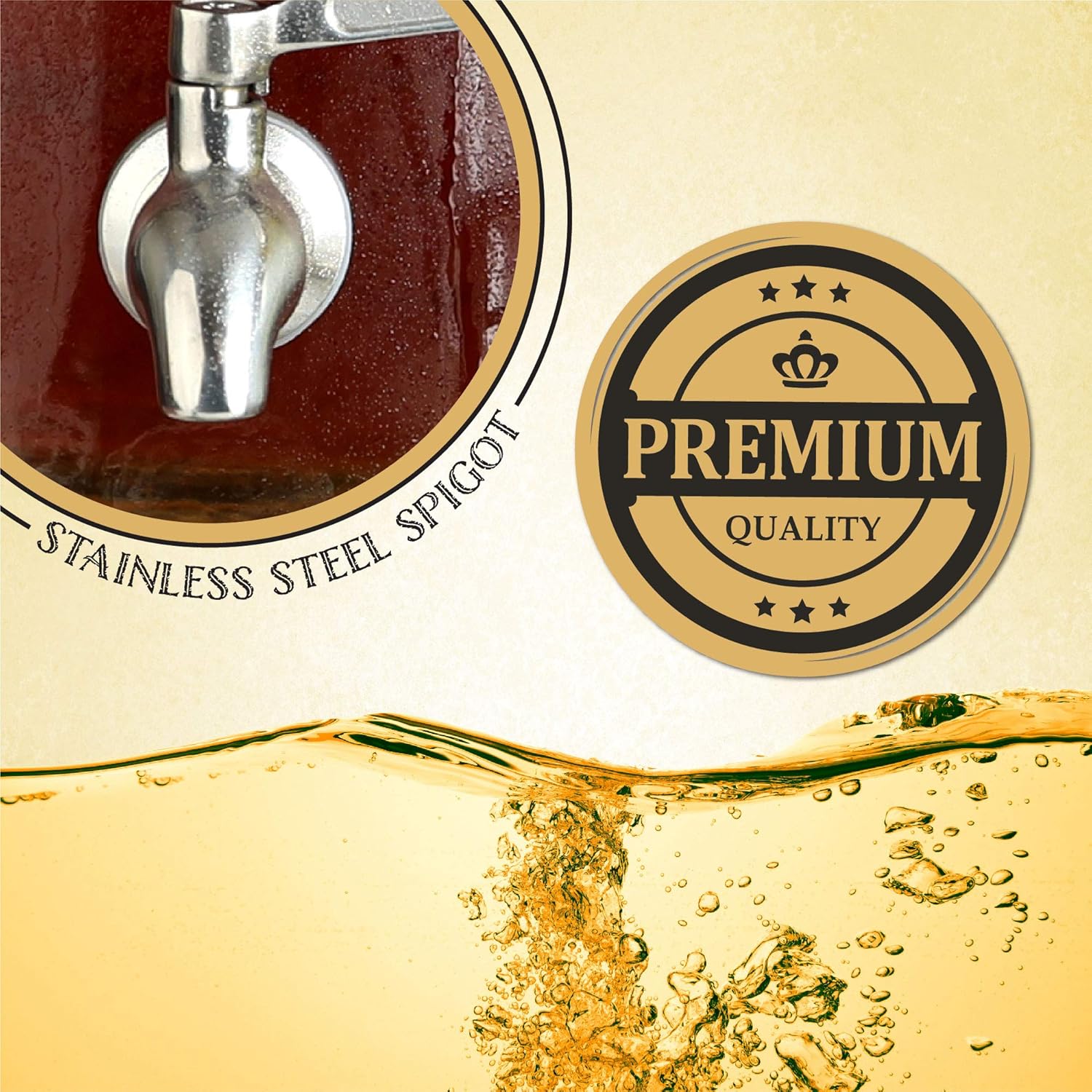 Dual 1.5 Gallon Glass Beverage Dispensers for Parties with Decorative Metal Stand, Stainless Steel Spigot,- Double Drink Dispenser Station for Parties, Weddings, Holidays - Image 6