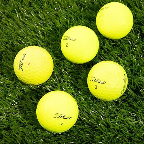 Miniatura 6 de Clean Green Golf Balls Paquete de 24 a 48 unidades recicladas y usadas de la mezcla de pelotas de golf Titleist amarillo, incluye Titleist Velocity