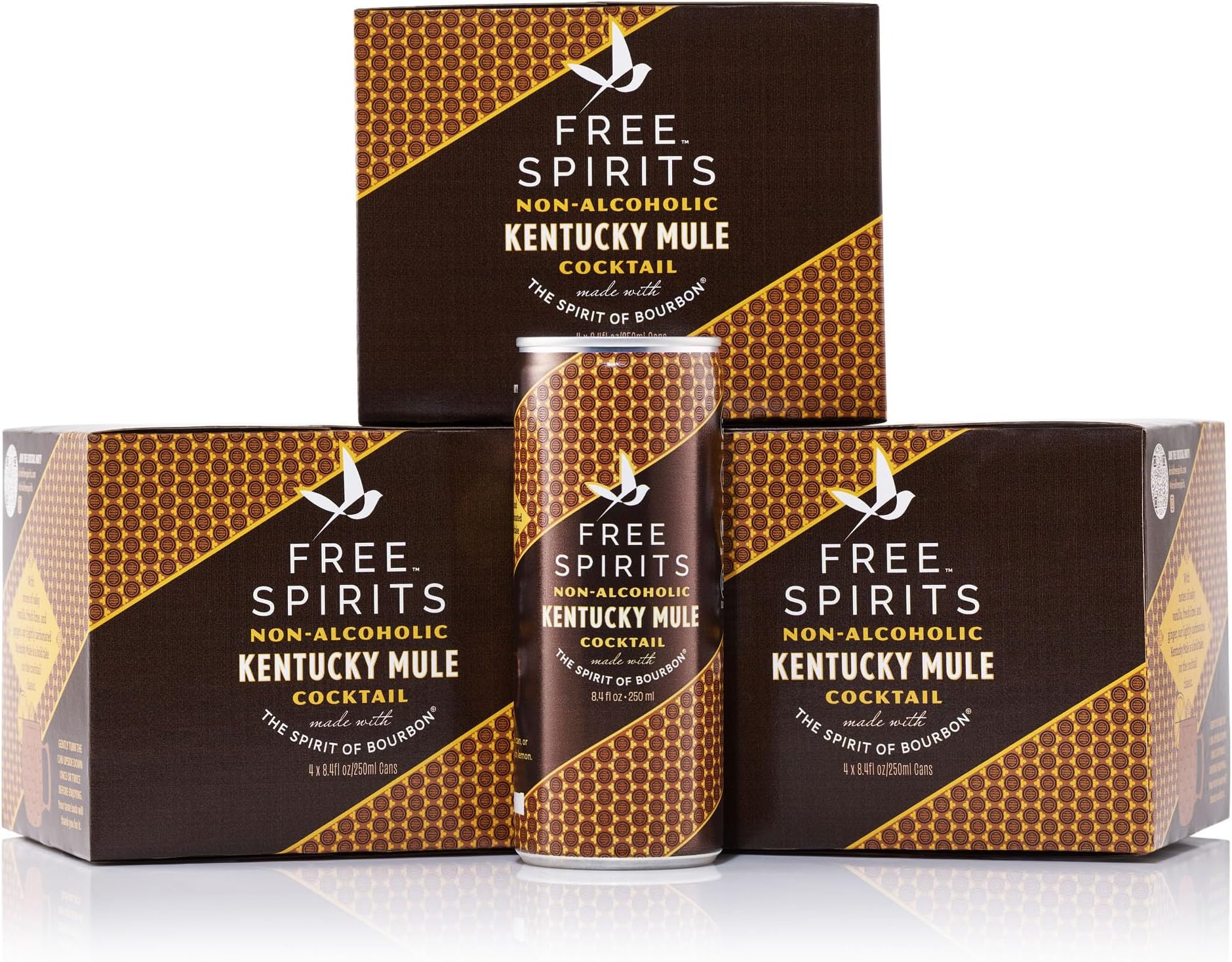 Free Spirits Zero Proof Kentucky Mule, Bold Bourbon Style Non-Alcoholic Ready-to-Drink Mocktail, Low Calorie, Made In The USA, 8.4 fl oz, Pack of 12