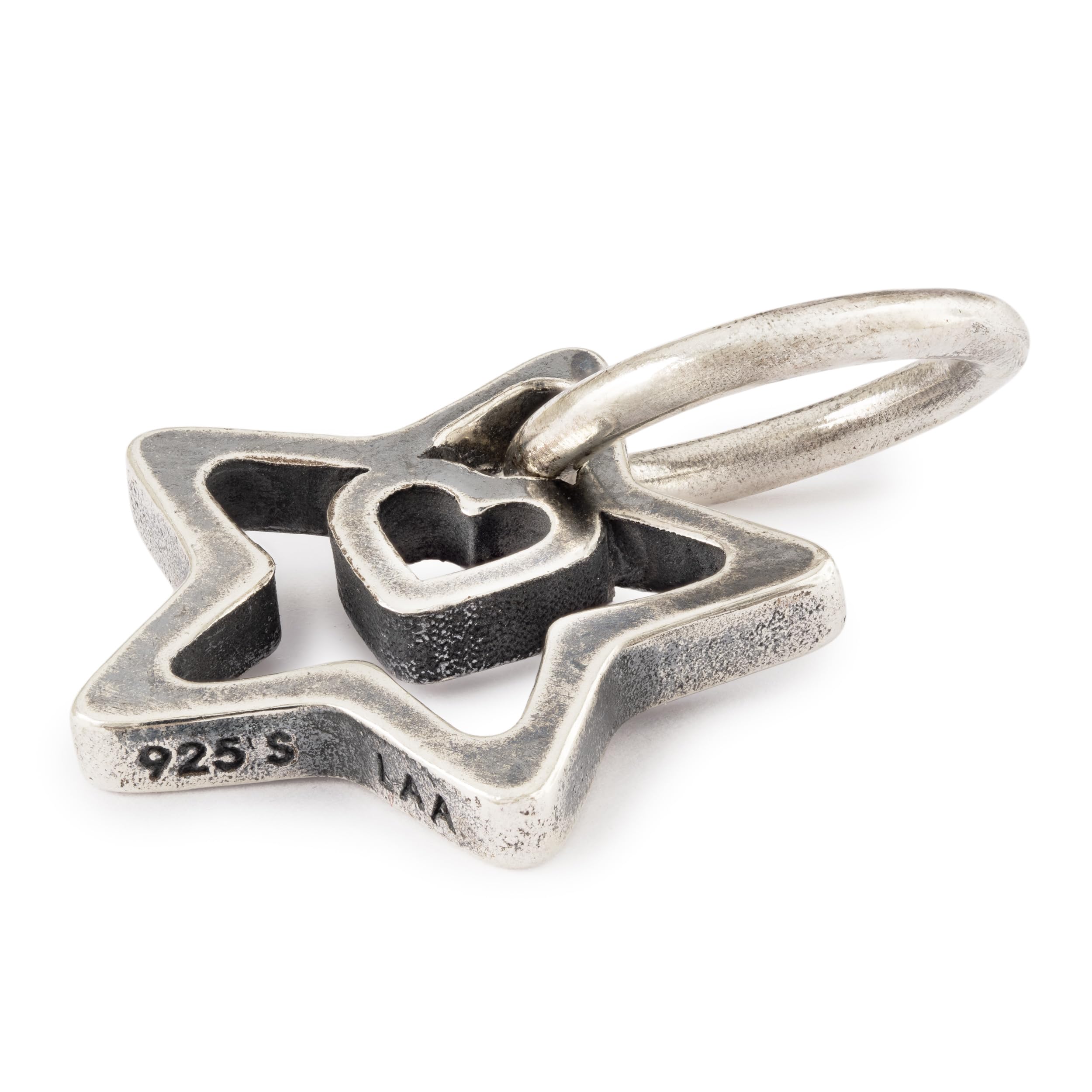 Trollbeads Abalorio de estrella de plata artesanal con borla de corazón 3