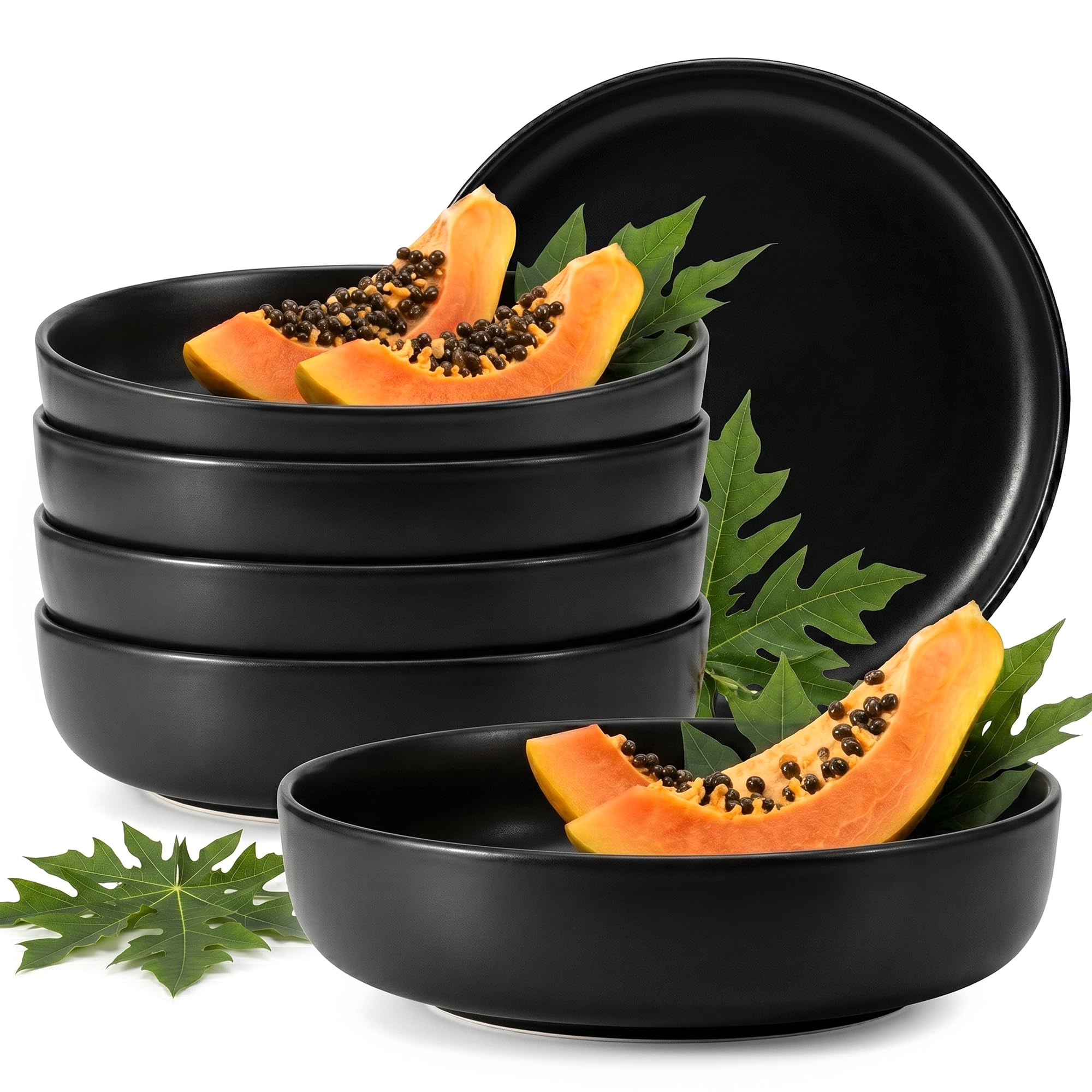 konsimo. VICTO Assiette Creuse pour 6 Personnes - Service de Table 6 Personnes - Passe au Lave-vaisselle Micro-ondes - Service Vaisselle - Assiettes Creuses - Vaisselle - 18,5 cm - Nero