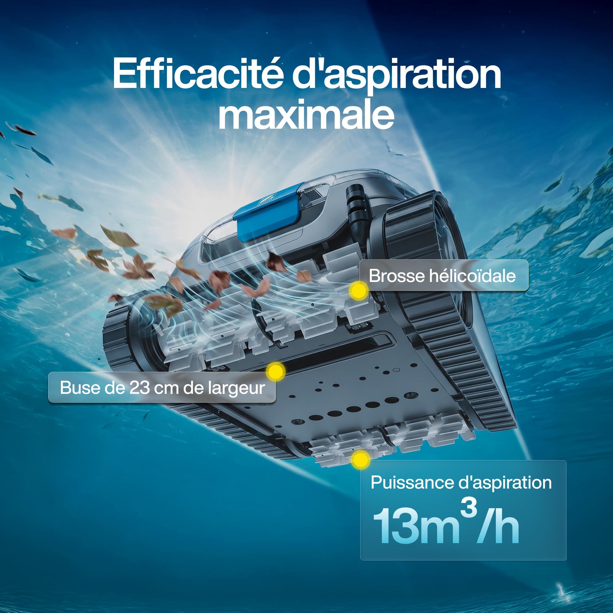 Robot Piscine électrique CNX 30 IQ Zodiac pour Piscine jusqu'à 12x6 m, Nettoyage Fond, parois et Ligne d'eau. Contrôle Via app. Inclus câble 18m, Double Filtration et boîtier de Commande.