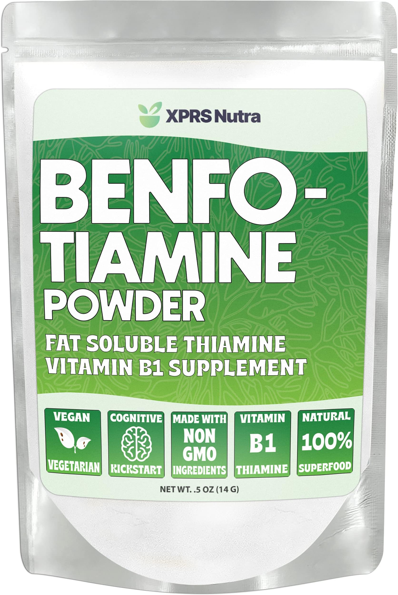 XPRS Nutra Benfotiamine (Thiamine) - Fat Soluble Happy Heart Thiamine - Enhanced Vitamin B1 Benfotiamine to Support Cognitive Health - Vegan Friendly Benfotamine (.5 Ounce)