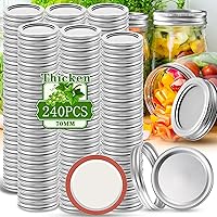 Vista 1 de SLifeJars Tapas y anillos para conservas de boca regular, 240 tapas y anillos para tarros Mason de 2.756 in y anillos para enlatado de boca regular
