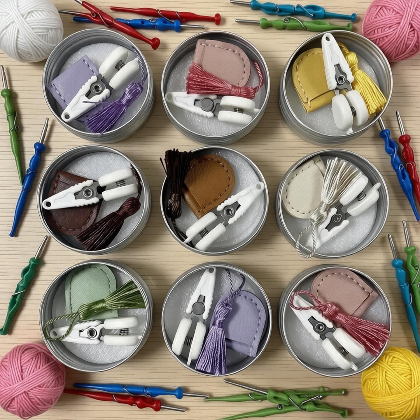 Mini Knitting Scissor, Tassel, Sheath Set with Storage Box, Compact Embroidery Scissors, Sewing Craft Scissors for Crochet, Embroidery, Knitting, and Cross-Stitch