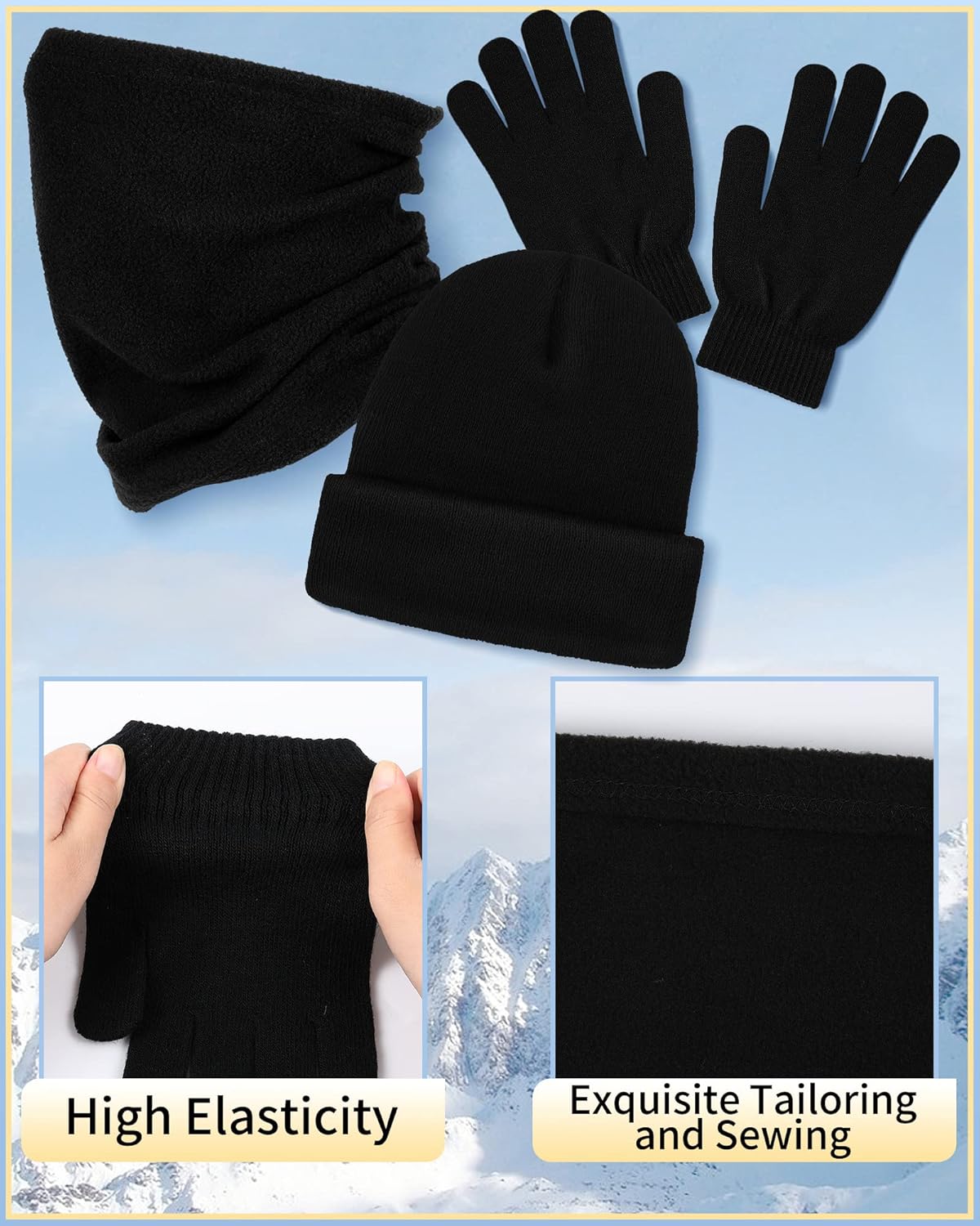 108 Pcs Homeless Winter Beanies Glove Scarf Sets Bulk Unisex Knitted Hat Glove Neck Warmer for Donation Charity Care Package