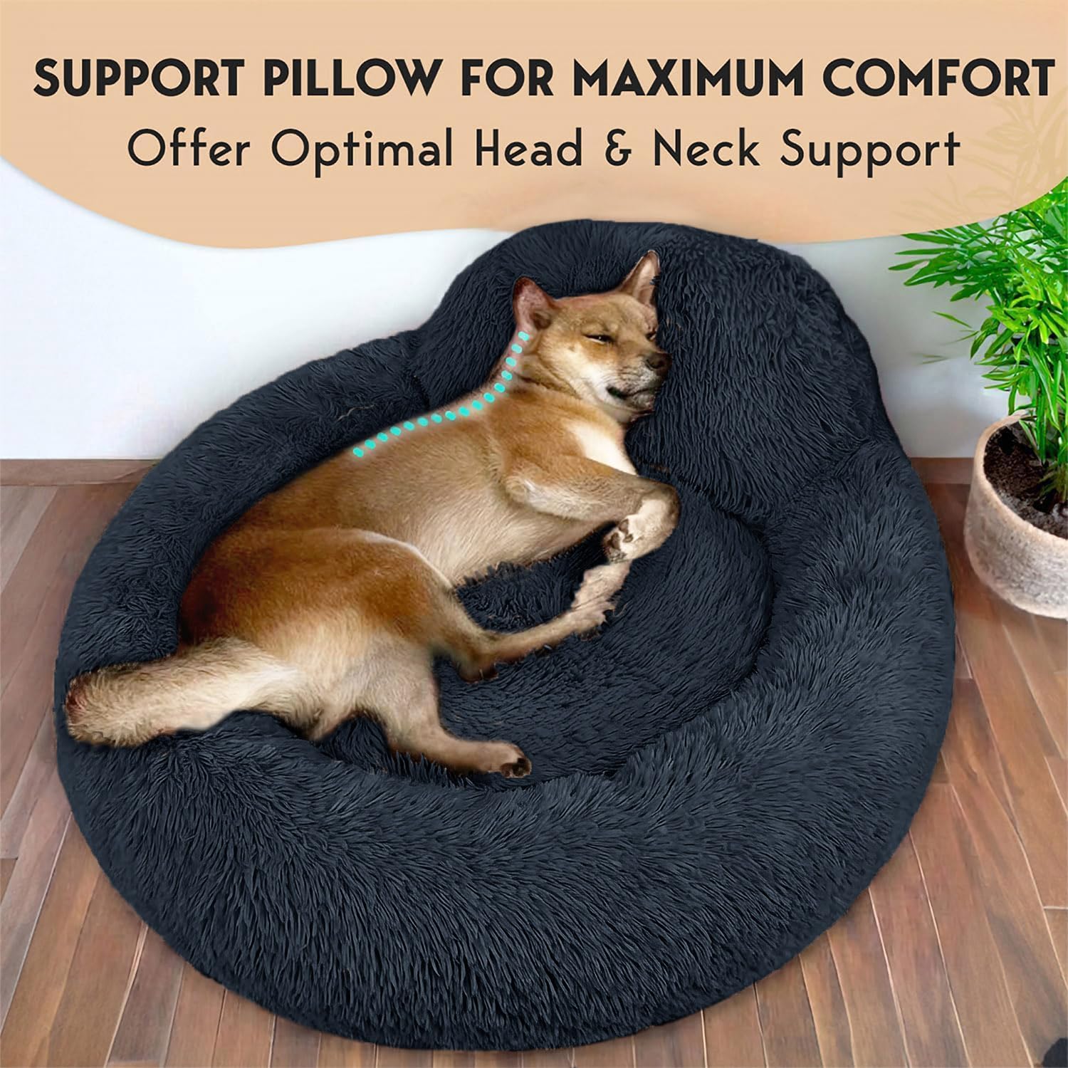 Amazon.com : PetJett Calming Dog Bed Medium Size Dog - 30'' Donut