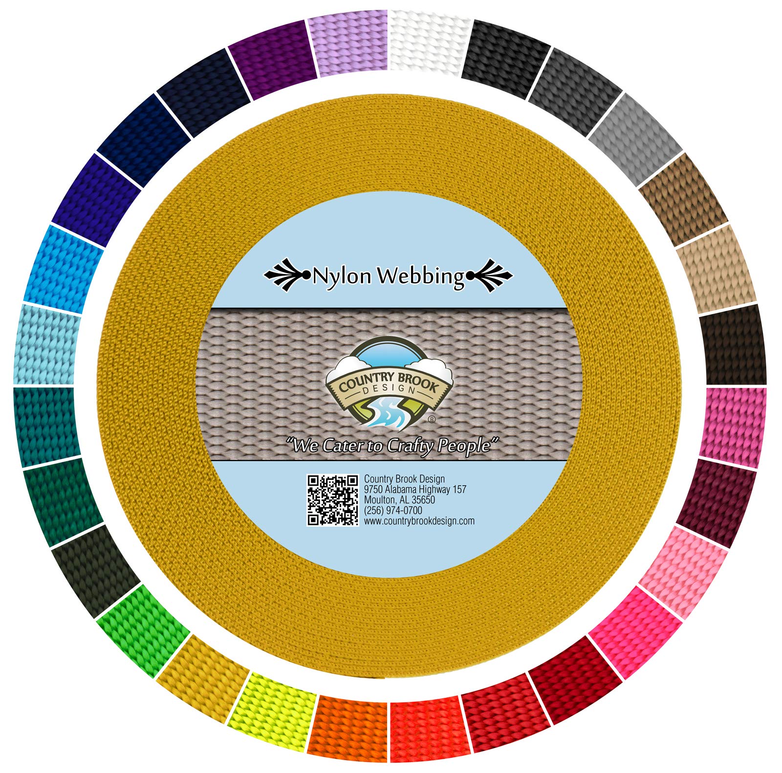 Country Brook DesignPremium 3/4 Inch Nylon Webbing - 3,000 lb Strength 100% Pure Heavy Duty Nylon Strap - 30+ Vibrant Colors