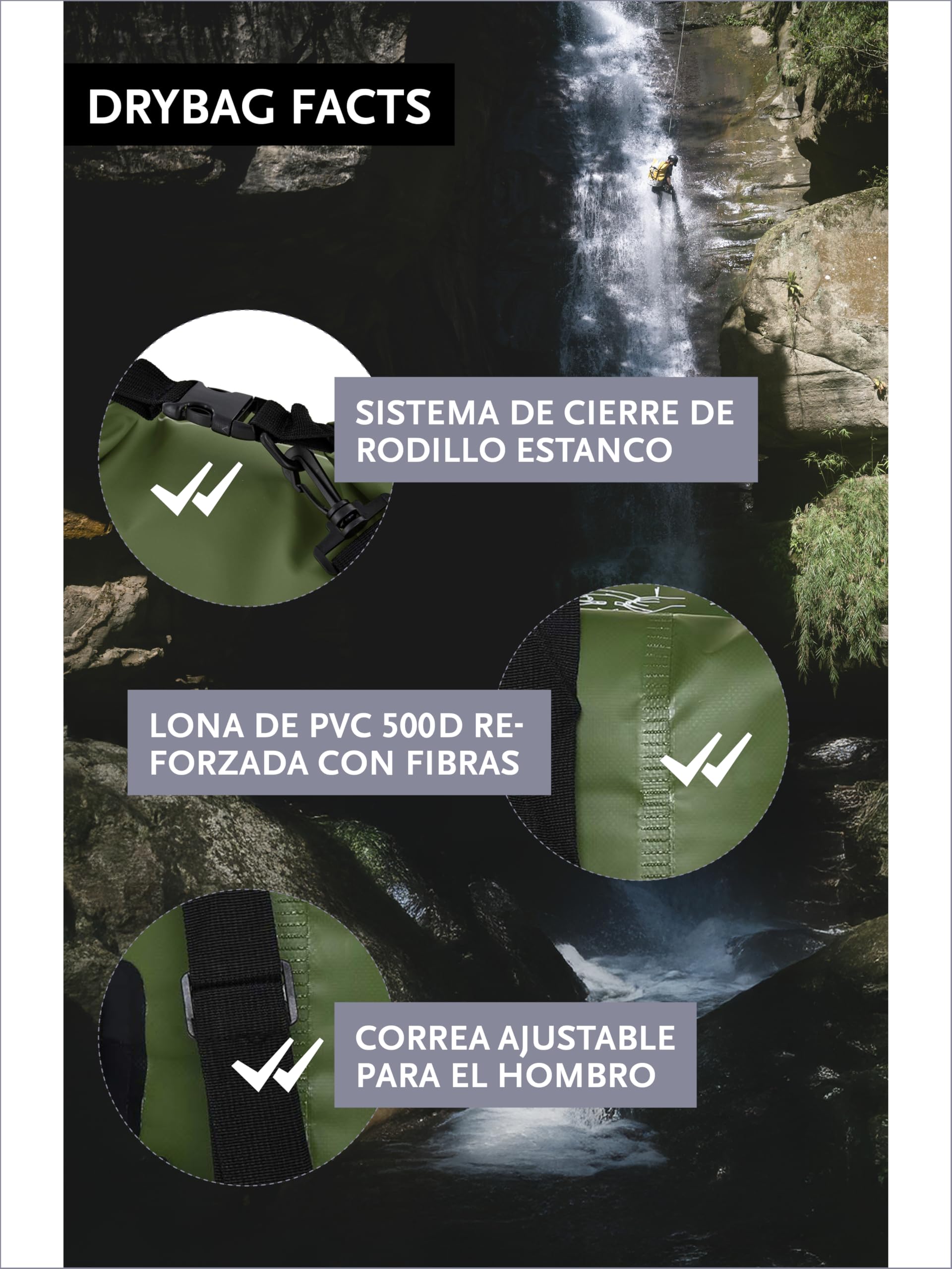 DonDon Dry Bag Bolsa Impermeable 2l, 5l, 10l, 15l, 20l, 30l con Bandolera — view 2