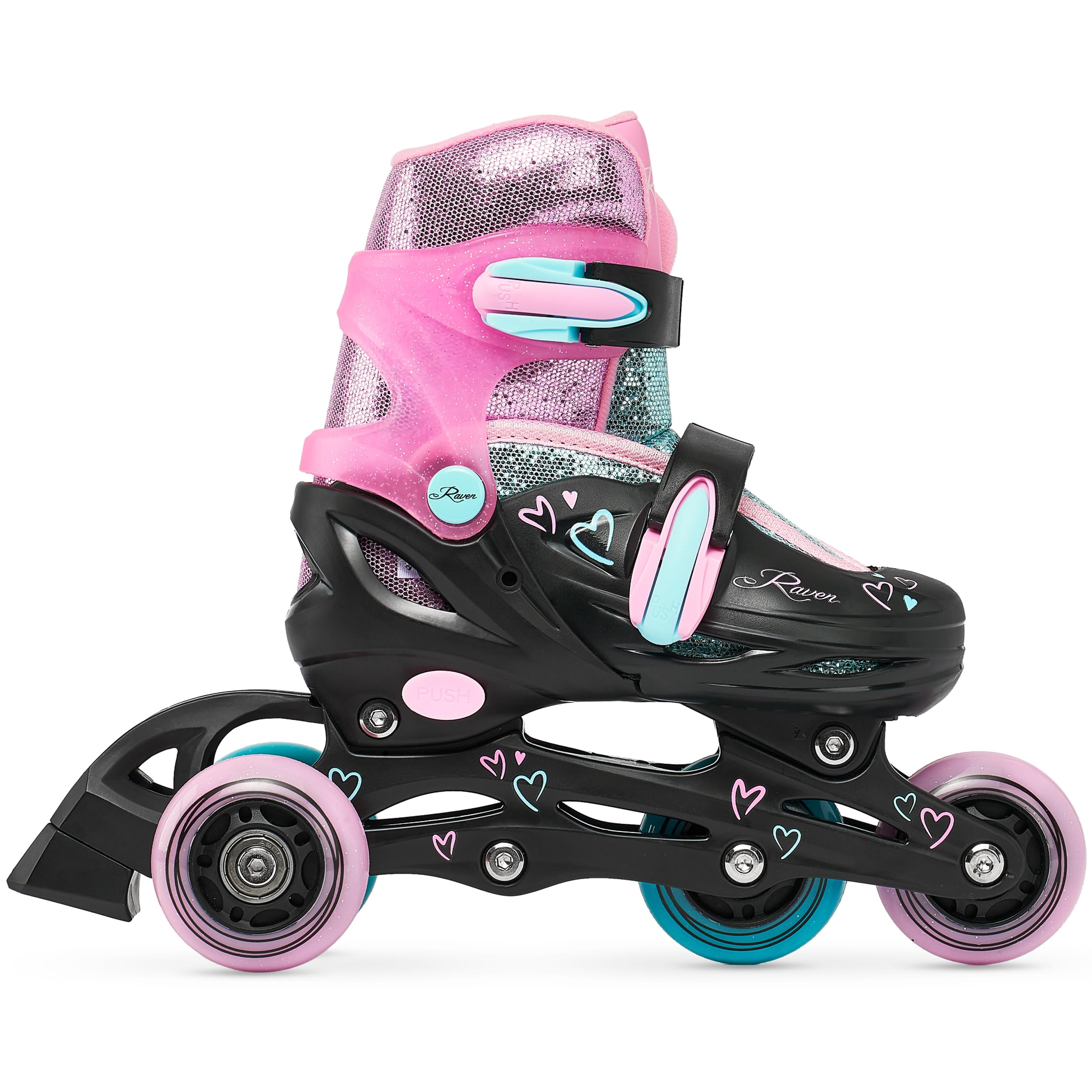 RAVEN 4in1 Inline Skates Triskates Rollschuhe Schlittschuhe Inliner für Kinder Mädchen verstellbar