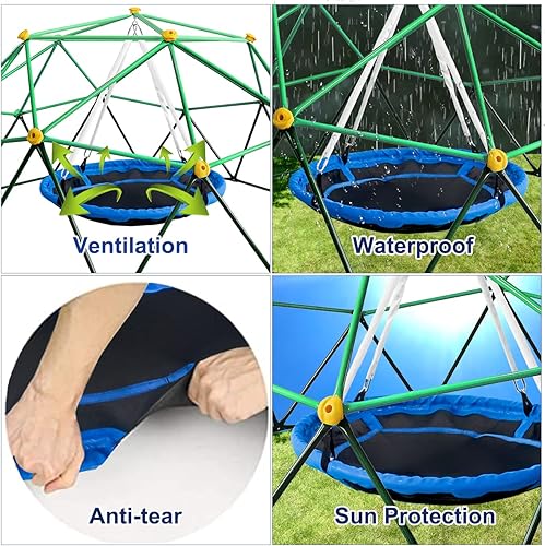 Miniatura 7 de Zona de juegos de cúpula de escalada para niños de 10 pies, soporta 1000 libras con resistencia al óxido y a los rayos UV, gimnasio de la selva al