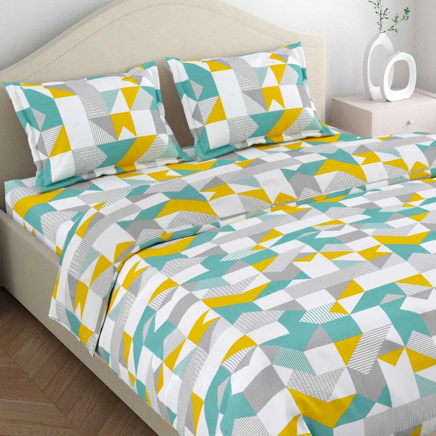 haus & kinder 100% Cotton Bed Sheet For King Size Bed,1 King Size Bedsheet Cotton(108 X 108 Inches)With 2 Pillow Covers|186 Tc Bedsheet For Double Bed King Size|Radiant Symphony,Multicolor (B0D6GPCSNJ) Amazon Price History, Amazon Price Tracker