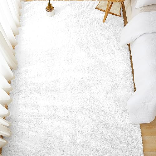 Miniatura 130 de Andency - Tapete de pelo largo sintético de interior, 4 x 6 pies, color gris oscuro estilo teñido anudado, afelpado, suave y mullido