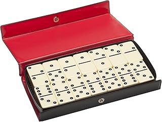 WE Games Classic Double 6 Ivory Colored Dominoes with Black Vinyl Case