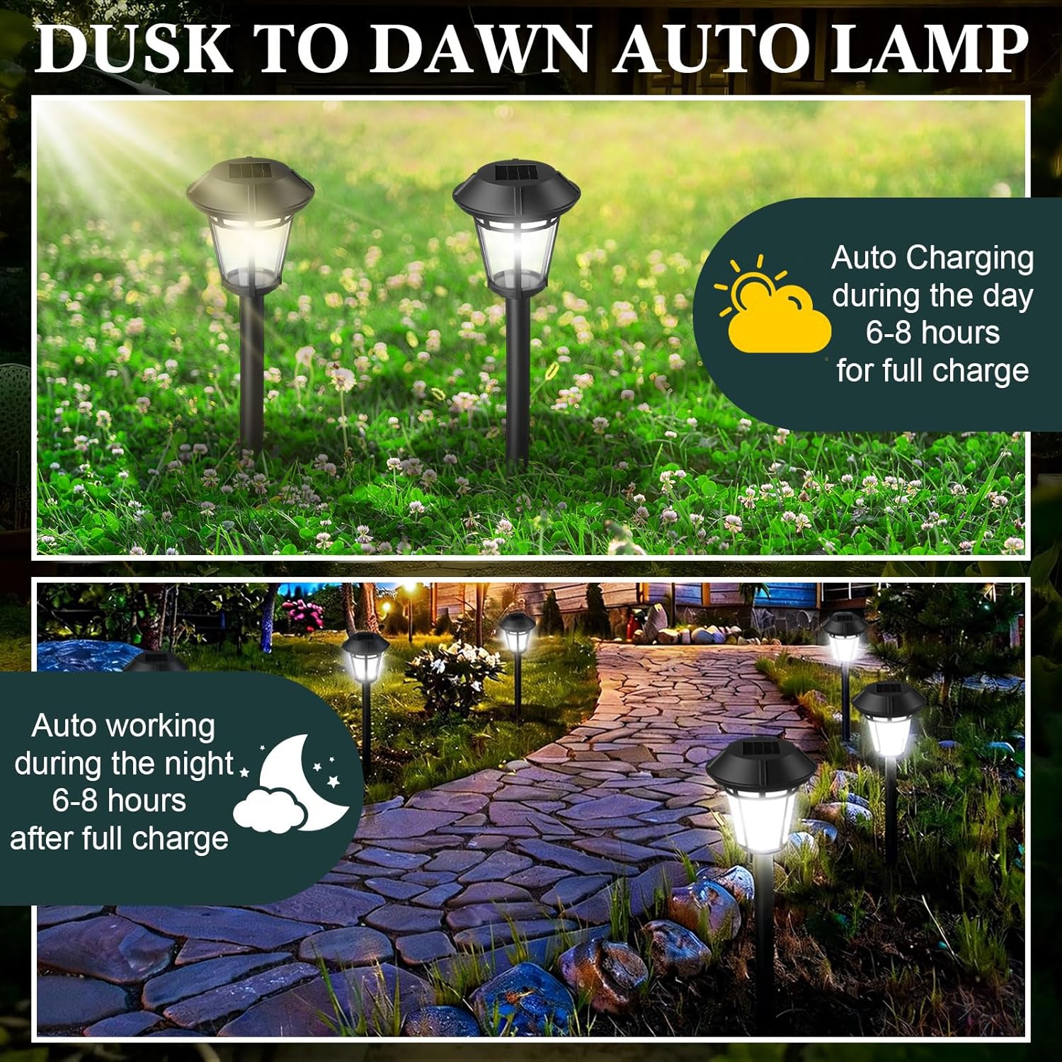 Tuanse 20 Pack Solar Pathway Lights Outdoor - Waterproof LED Bulk Solar Landscape Walkway Lights for Yard Garden Patio Lawn Decoration(White Light)