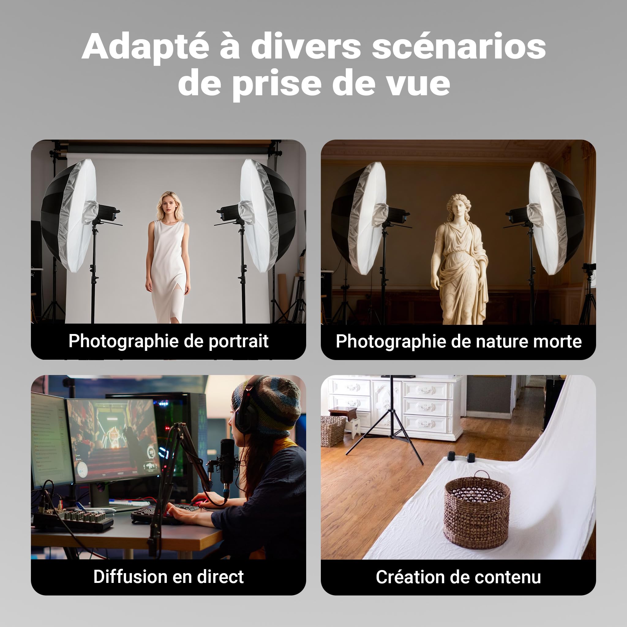 Walimex pro Diffuseur pour parapluies réflecteurs paraboliques Ø 165 cm – Diffuseur de lumière pour Une lumière Douce et homogène dans Les Studios Photo et la Photographie de Portrait
