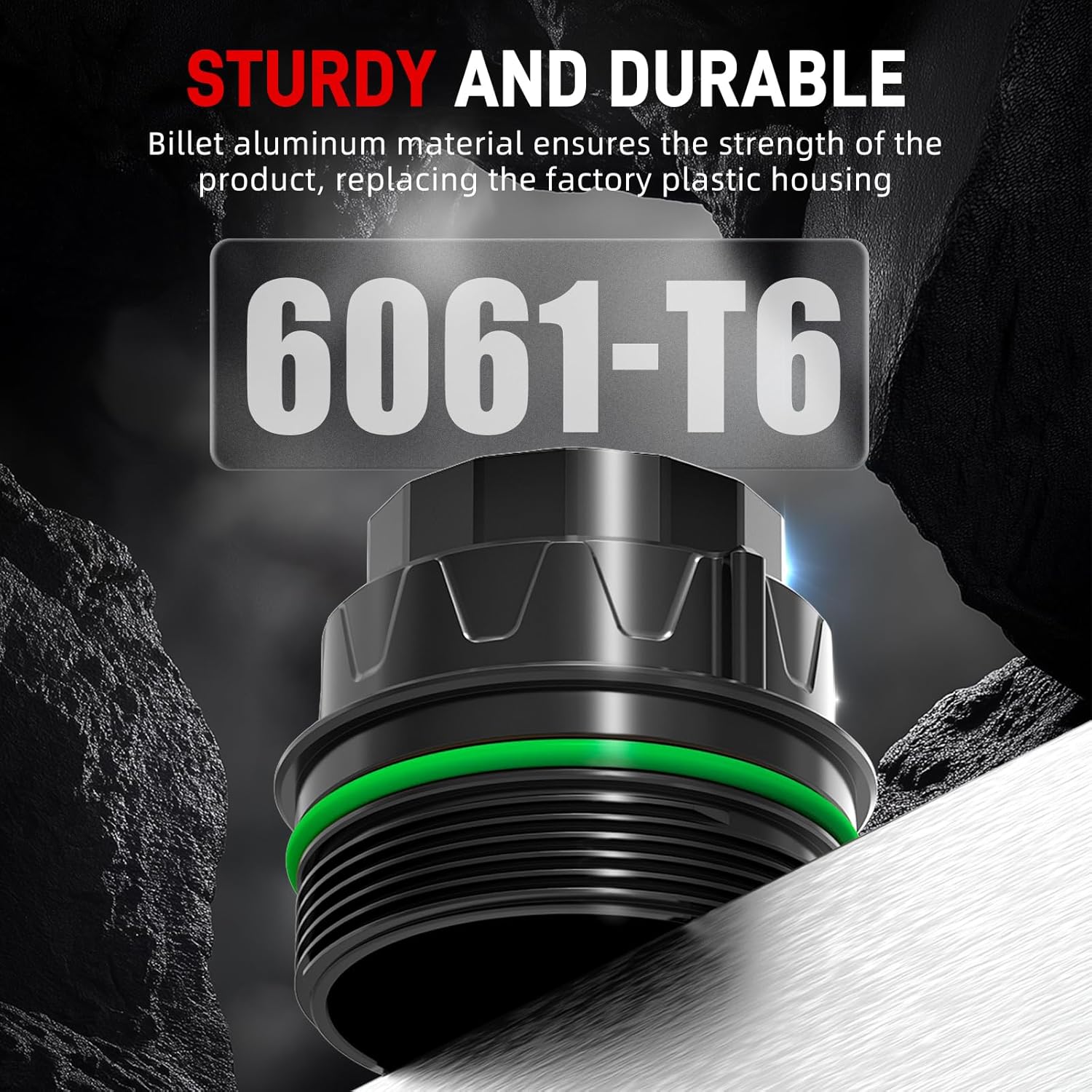 Bevinsee Oil Filtrar Housing Cap Compatible with Toyota 4Runner, FJ Cruiser, Tundra, Replacement for 15650-38020, 4Runner Accessories Black