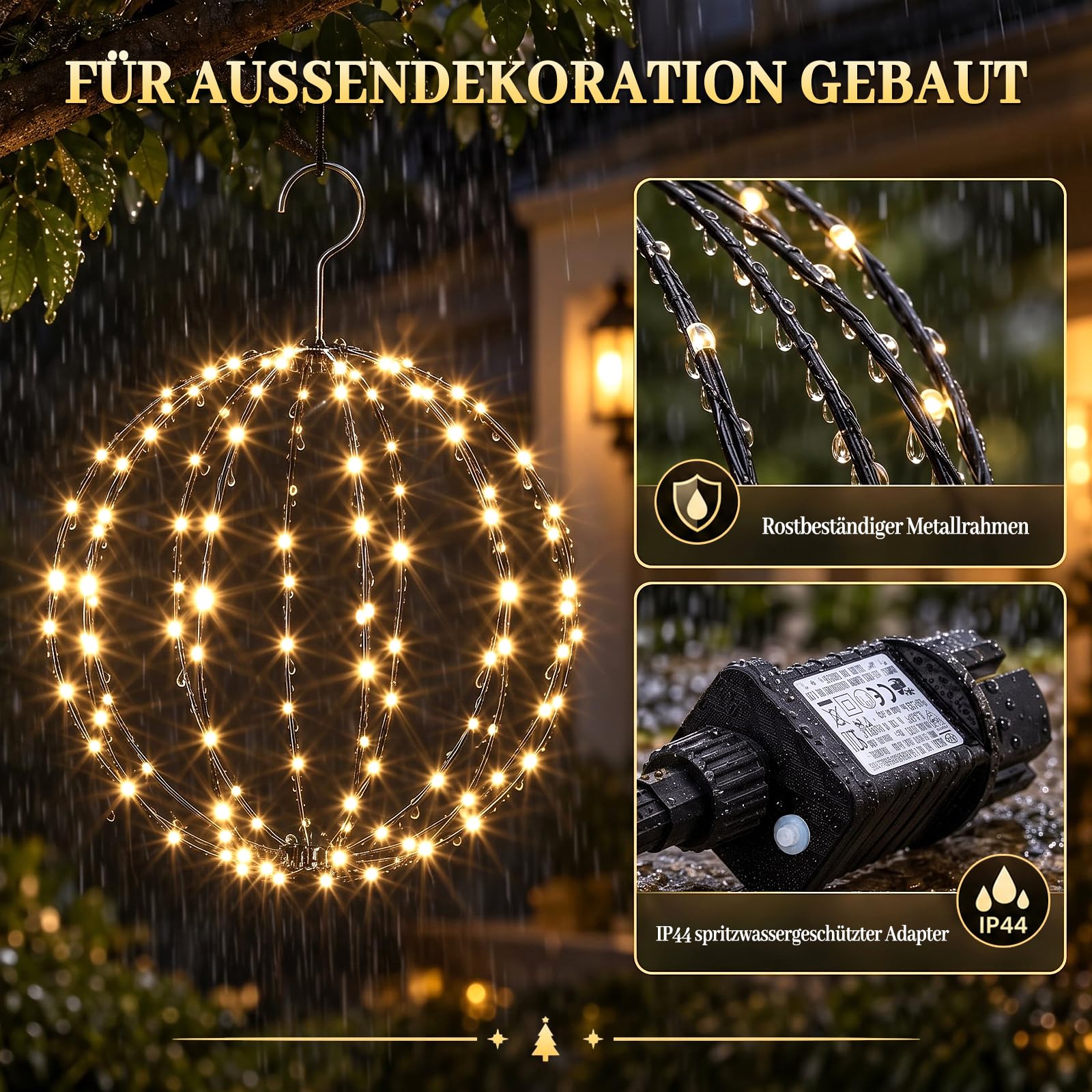 SUNYRISY Illuminazione natalizia per esterni a LED, sfera luminosa da