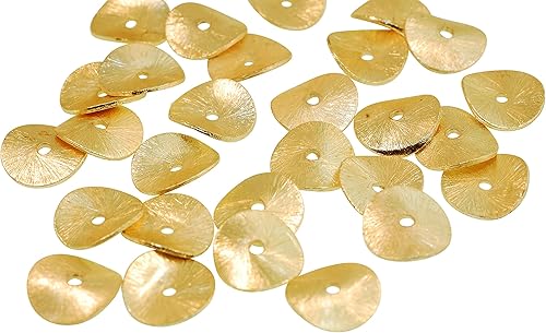 Miniatura 6 de Bangkok - Cuentas onduladas de disco dorado para hacer joyas cuentas planas redondas espaciadoras cuentas de papas fritas cobre real con chapado en