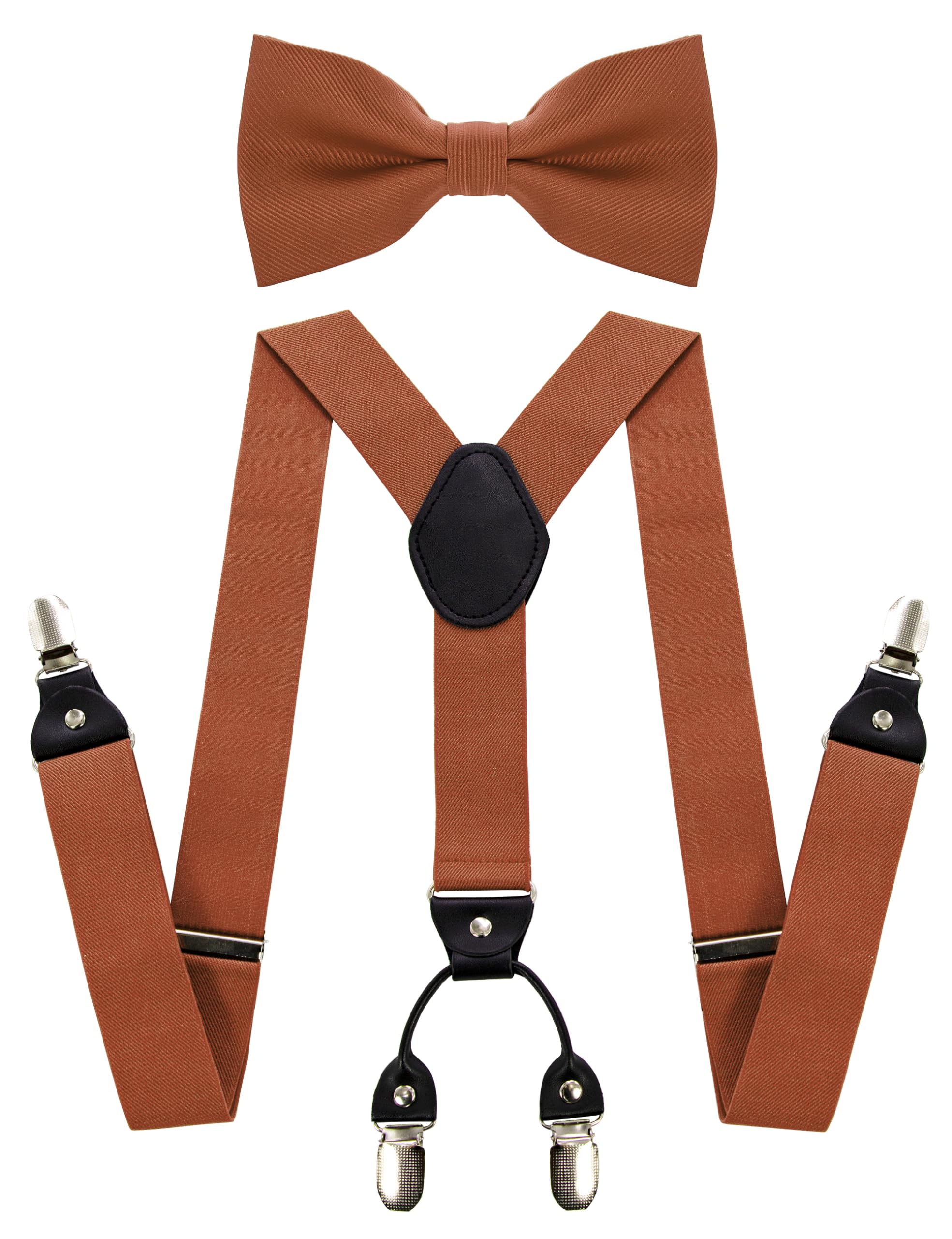 JEMYGINSSolid Color Suspender and Silk Bow Tie Sets for Men