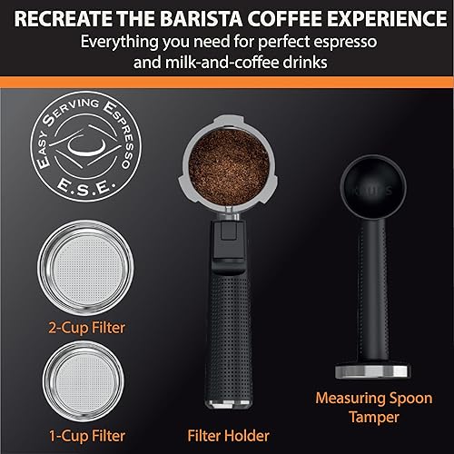 Miniatura 3 de KRUPS Máquina de café expreso de acero inoxidable presión de bomba de 15 bares, espumador de leche para capuchino y café con leche, precalentamiento