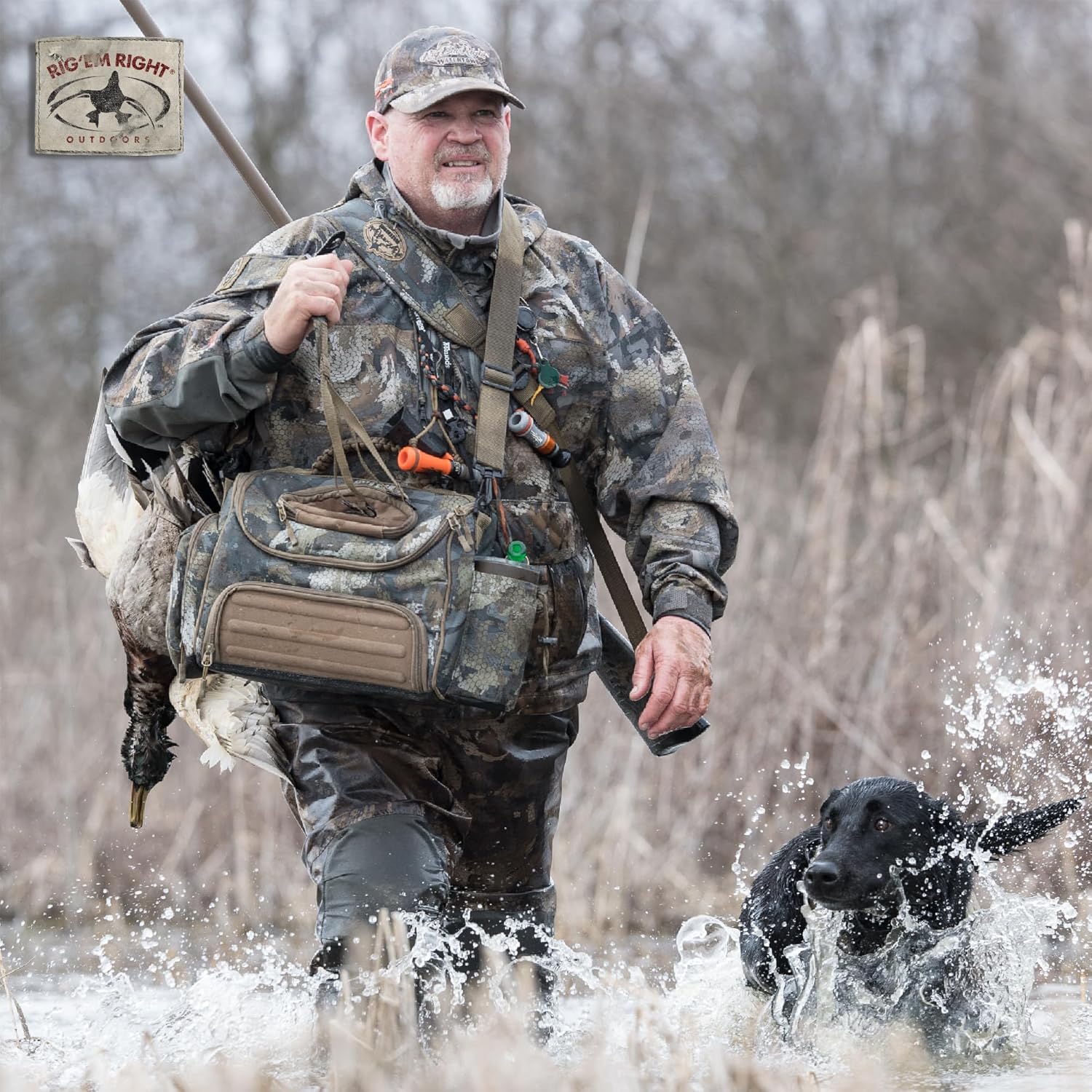 Rig'Em Right Waterfowl High Brass Classic Non-Slip Gun Sling with Brass Rivets and Cinch Buckle - Universal Metal Gun Clips Included